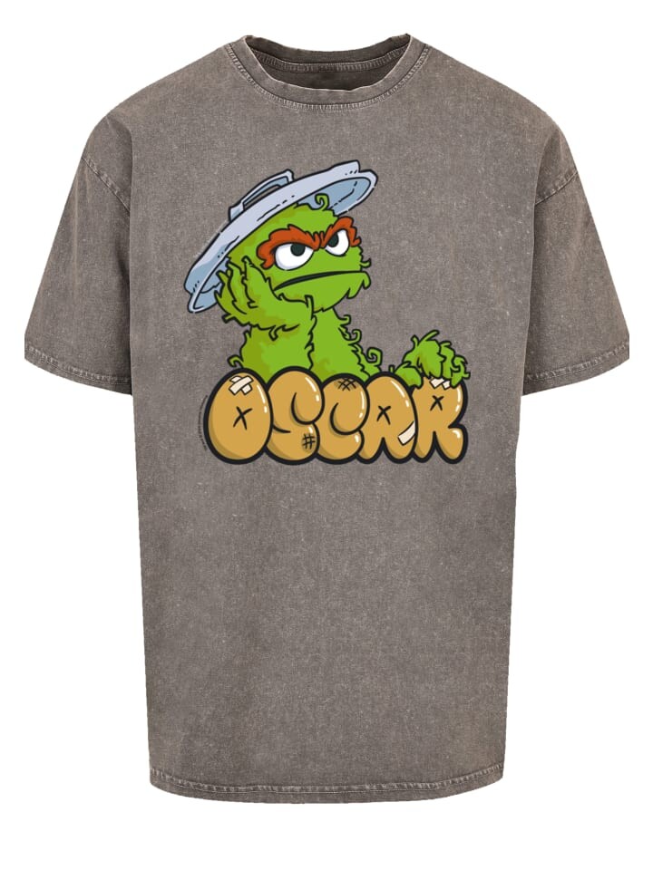 

Футболка F4NT4STIC Oversize T-Shirt Sesamstraße Oscar Annoyed, серый