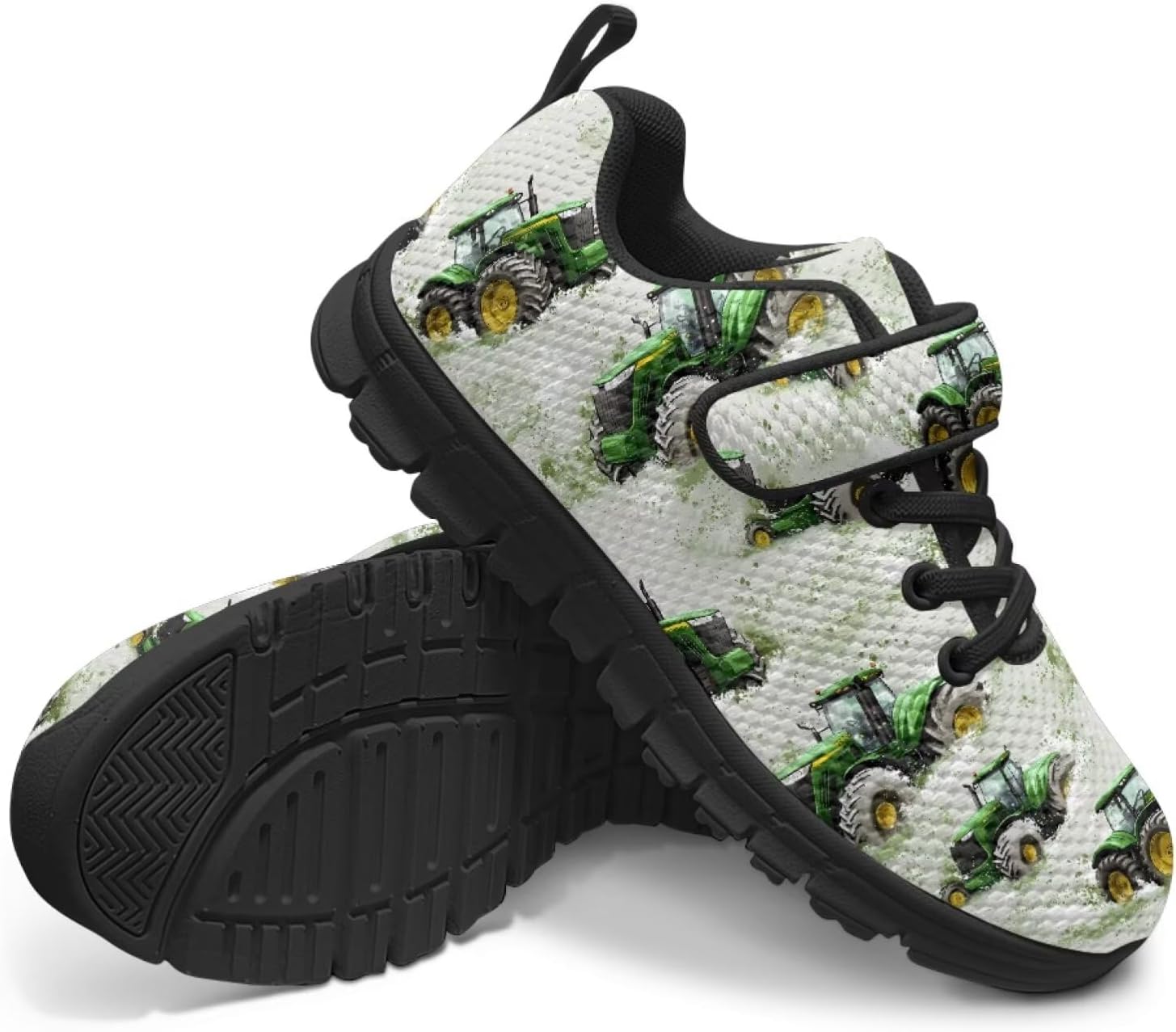 

Детские кроссовки для мальчиков, дышащие спортивные кроссовки для бега и тенниса для детей младшего и старшего возраста, размеры US 11-2.5 Pointodoor, Tractors Pattern