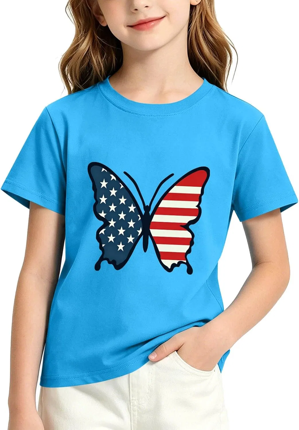 Футболка с коротким рукавом Butterfly Graphic, Zzalalana, синий