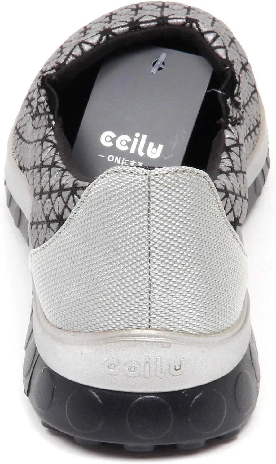 Мужские кроссовки Ccilu Uomo E8132 (без коробки) из резины и ткани, черные/серые, без шнурков — фото 4
