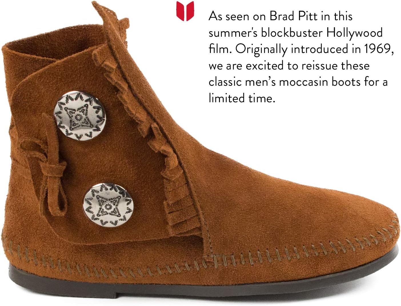 Мужские ботинки Minnetonka с мягкой и жесткой подошвой на пуговицах, Brown - Hardsole — фото 2