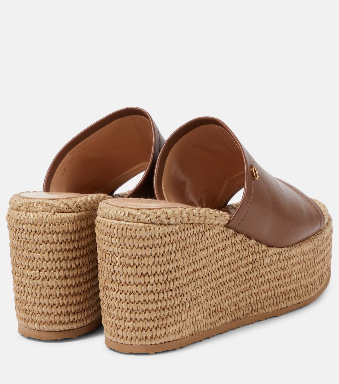 Туфли-мюли из кожи и рафии на танкетке Gianvito Rossi, Cuoio+Naturale — фото 3