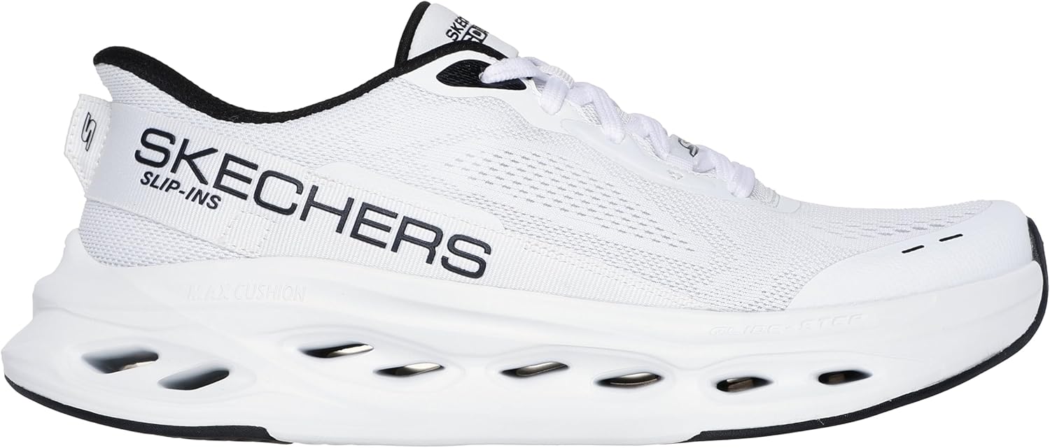 Мужские кроссовки Skechers Max Cushioning Glide Step с амортизацией, надевание без помощи рук, белый/черный — фото 4
