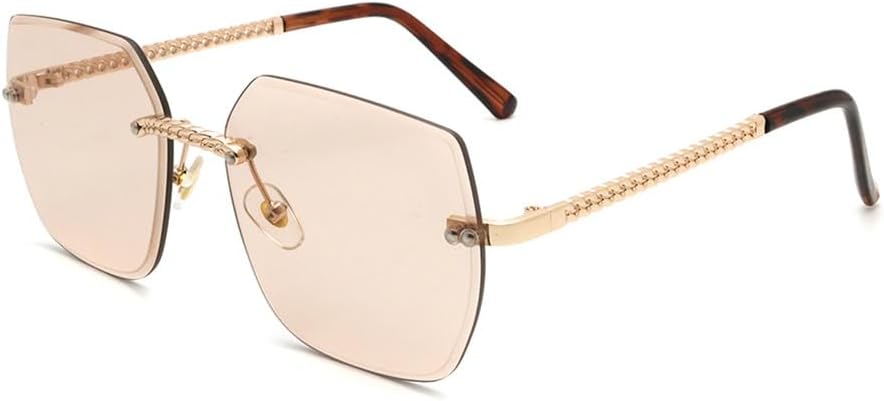 

Женские солнцезащитные очки большого размера в металлической оправе без оправы с защитой от УФ-излучения UV400 для занятий спортом на открытом воздухе и путешествий, цвет «Шампанское» UYPTK, Champane