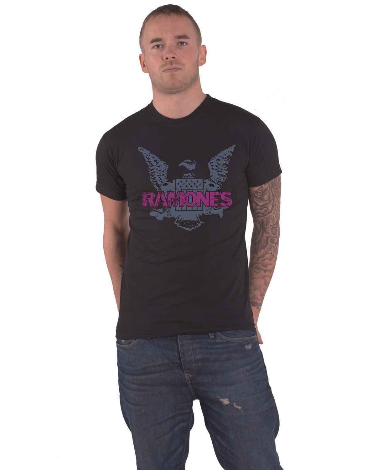 

Фиолетовая футболка с орлом Ramones, черный