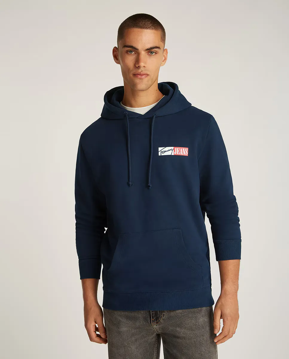 

Мужская толстовка с капюшоном обычного кроя Tommy Jeans, тёмно-синий
