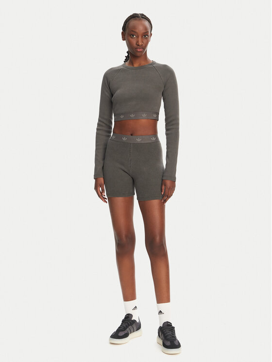 Облегающие байкерские шорты Ribbed Booty JC7554 Adidas, серый — фото 2