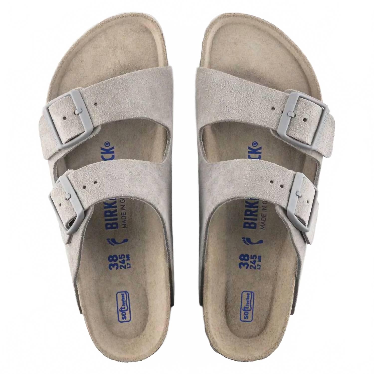 Аризона Мягкая стелька Сандалии в цвете каменная монета из замшевой кожи Birkenstock, Stone Coin Suede Leather — фото 3