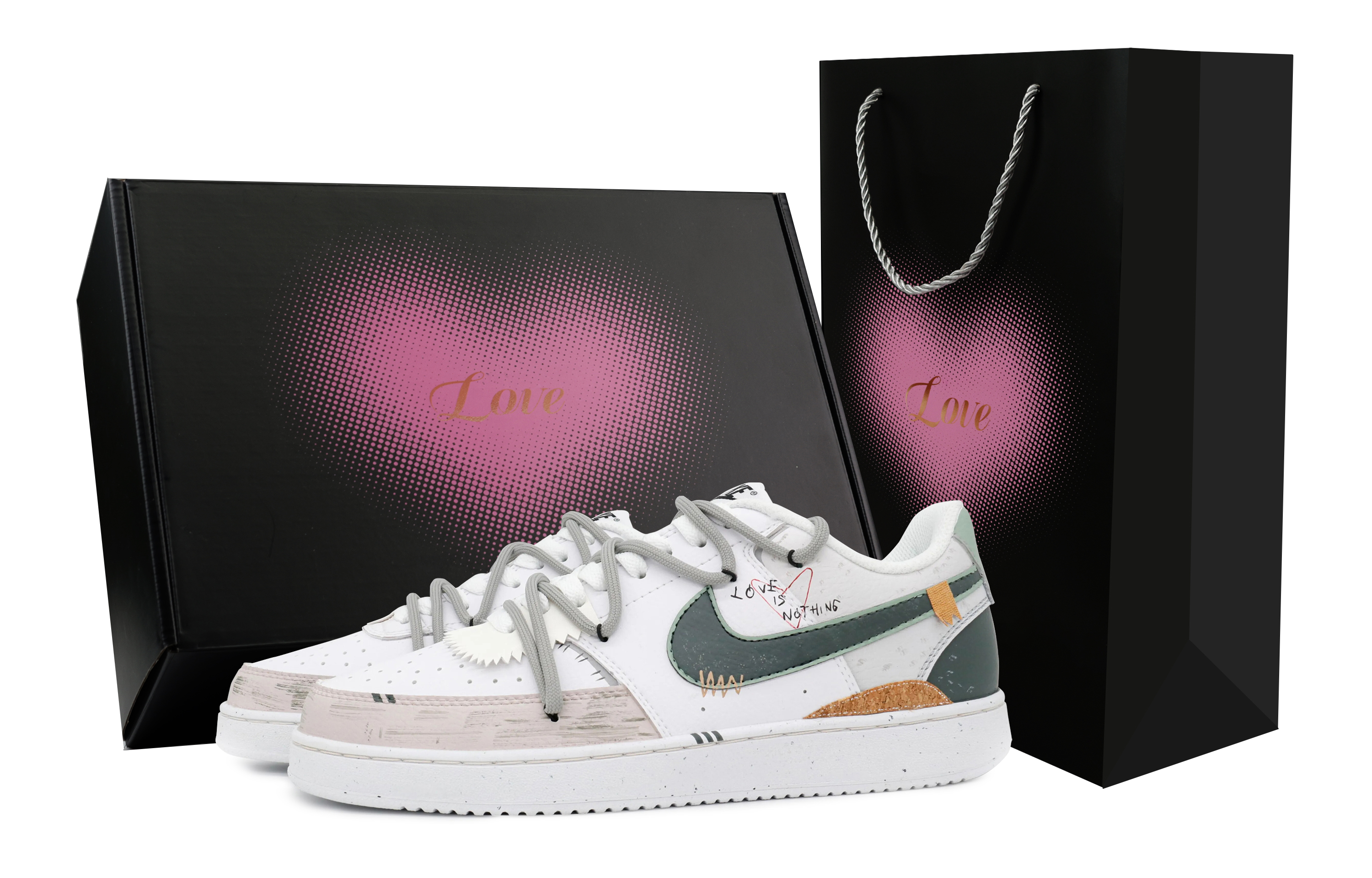 

Nike Кроссовки для скейтбординга Court Vision 1, мужские, низкие, белые/зеленые/желтые