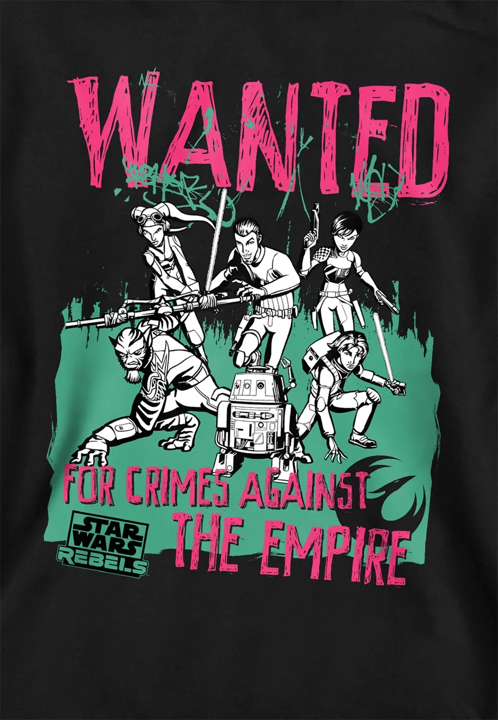 Детская худи Disney Star Wars Wanted Rebels, черная, черный — фото 2
