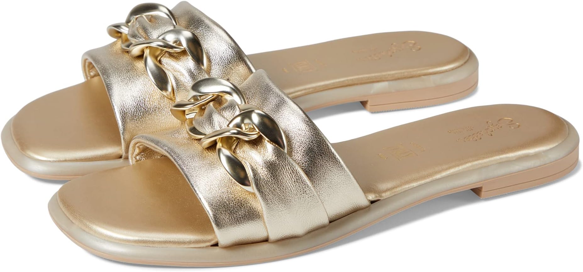 

Сандалии на плоской подошве Tulum Seychelles, цвет Light Gold Metallic Leather