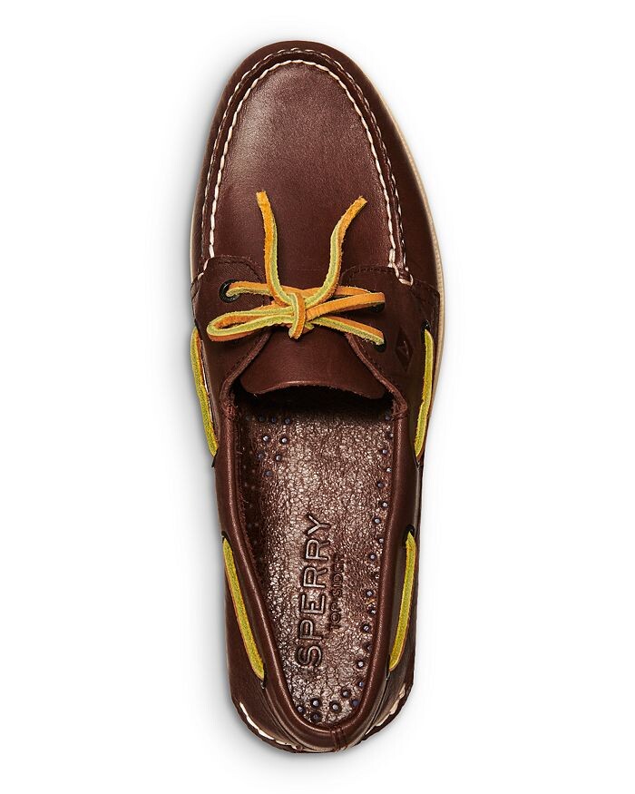Мужские оригинальные кожаные топсайдеры с двумя люверсами Sperry, коричневый — фото 2