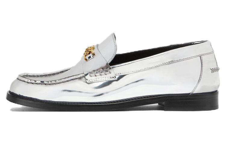Металлические кожаные лоферы «Медуза» Versace, серебро