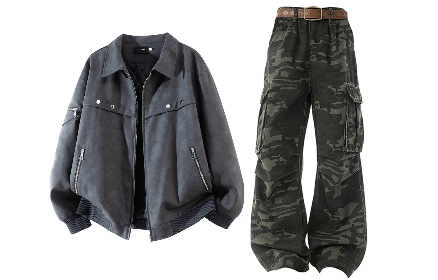 

Повседневная спортивная одежда Unisex с лацканом Lapel Moderate X1617, черный top+camouflage pants