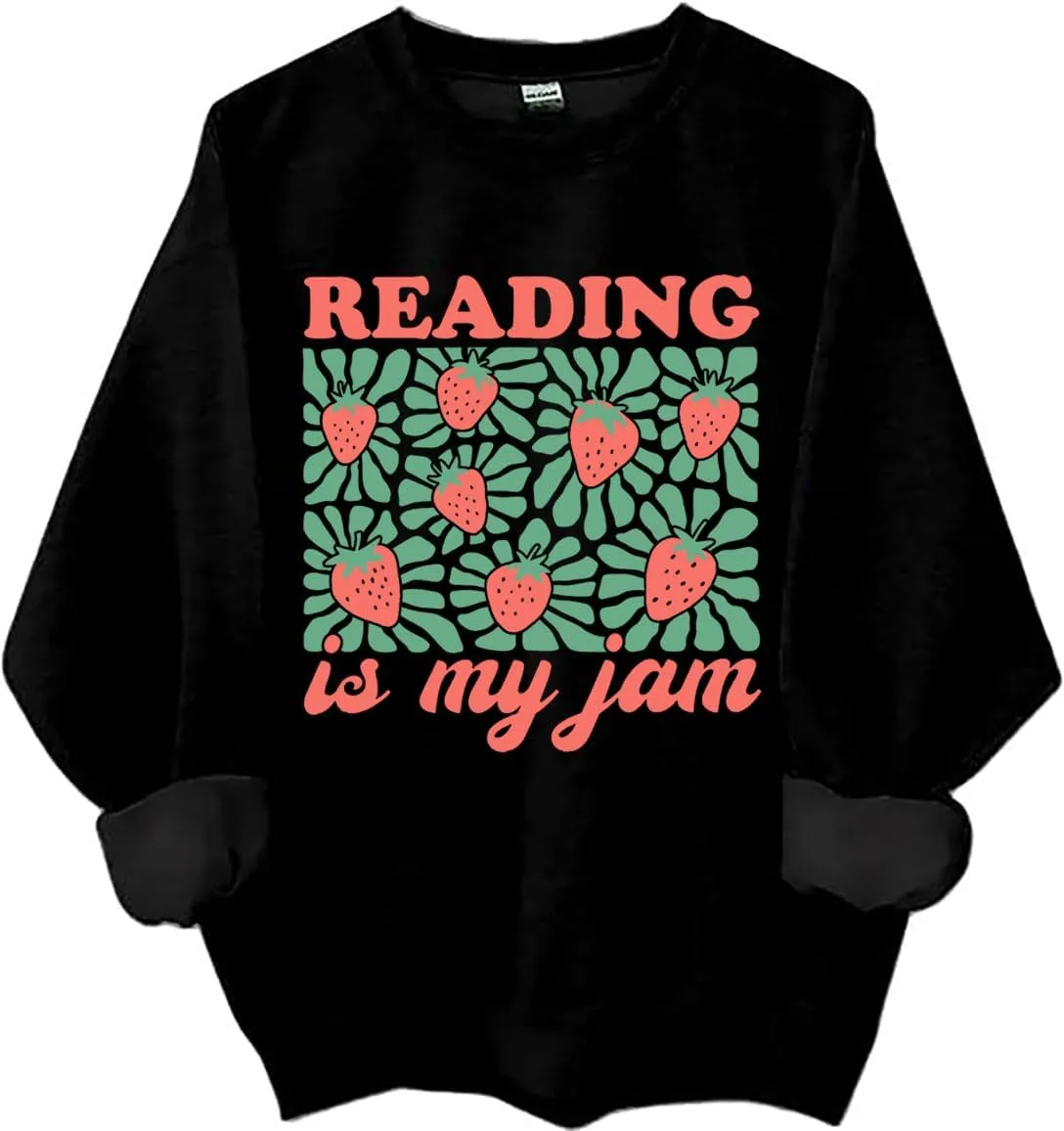 

Свитшот Reading Is My Jam с клубничным принтом Czbic