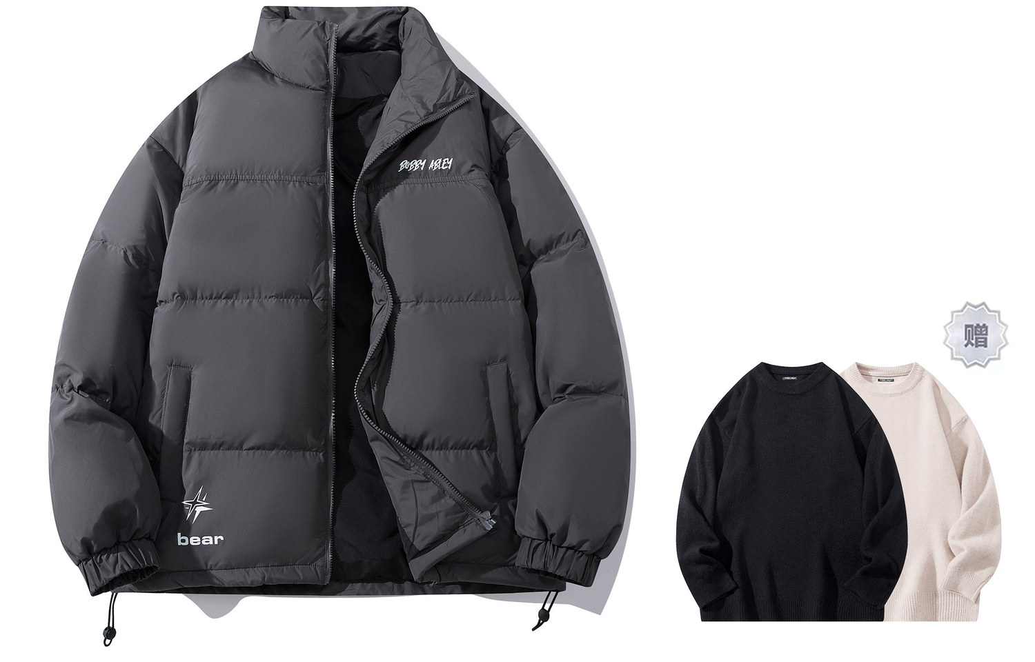 

BOBBY ABLEY Унисекс пуховик, Gray (Comes with Sweater)