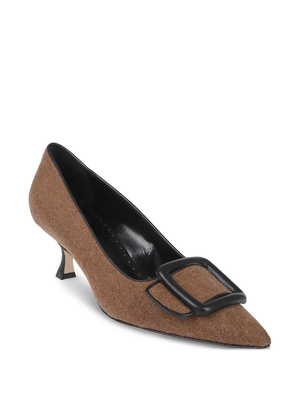 Туфли-лодочки с пряжкой на каблуке 50 мм Manolo Blahnik, коричневый — фото 2