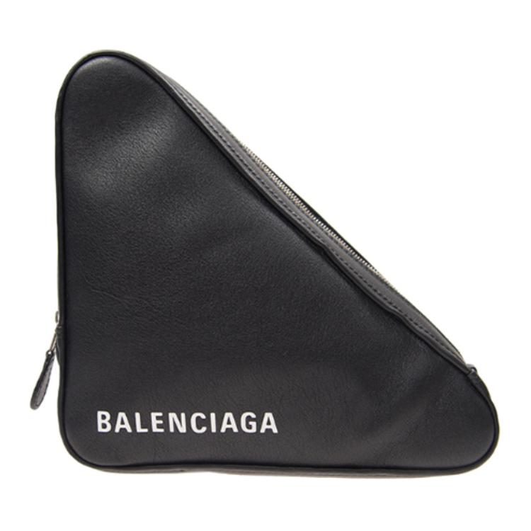 

Balenciaga Кожаная треугольная сумка клатч средний размер женская черная