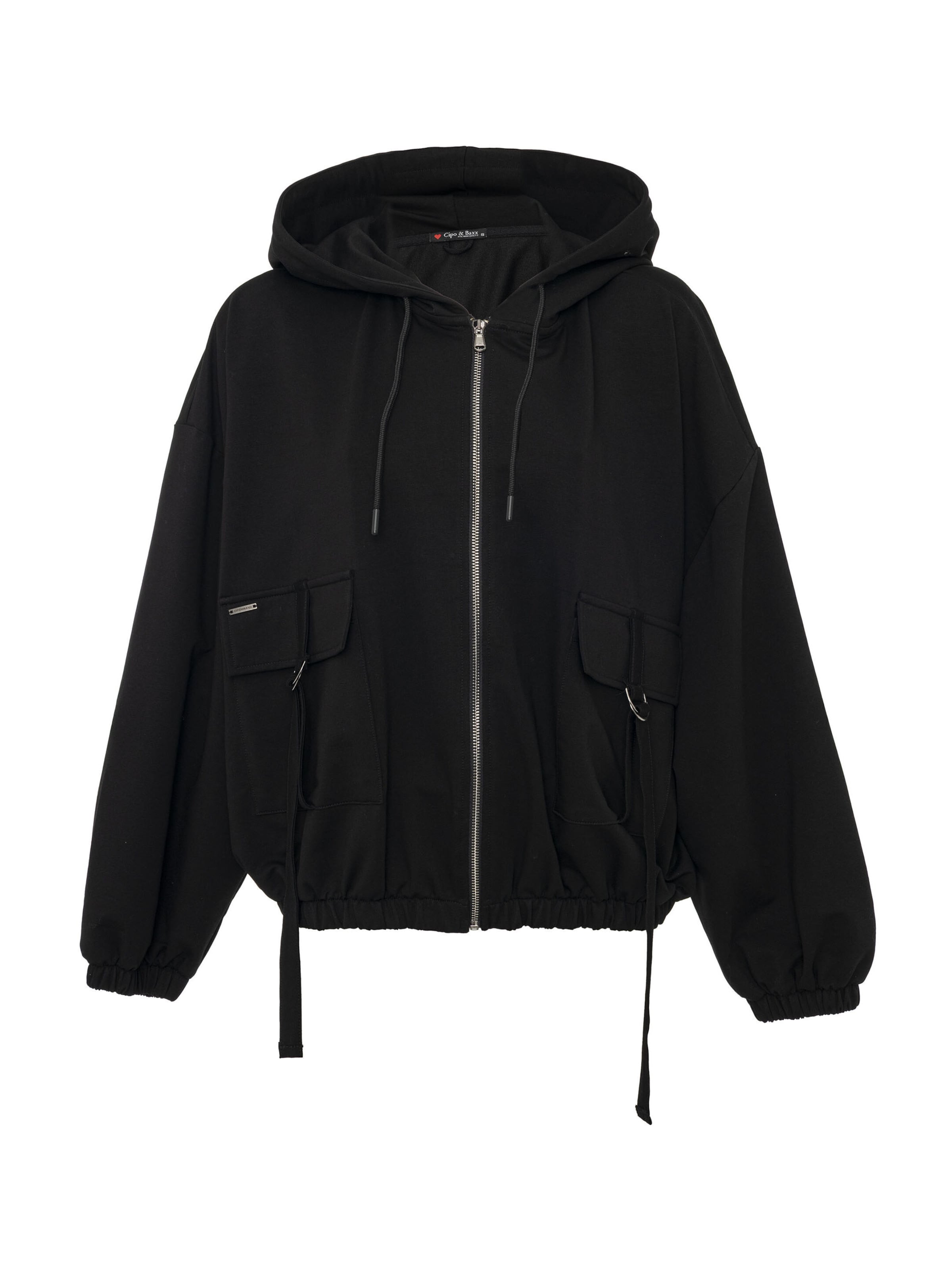 

CIPO & BAXX Толстовка с молнией 'WL368' в черном цвете, Черный, CIPO & BAXX Толстовка с молнией 'WL368' в черном цвете