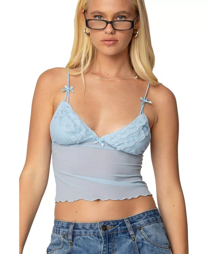 

Женский прозрачный сетчатый топ Berkley Lacey Edikted, синий