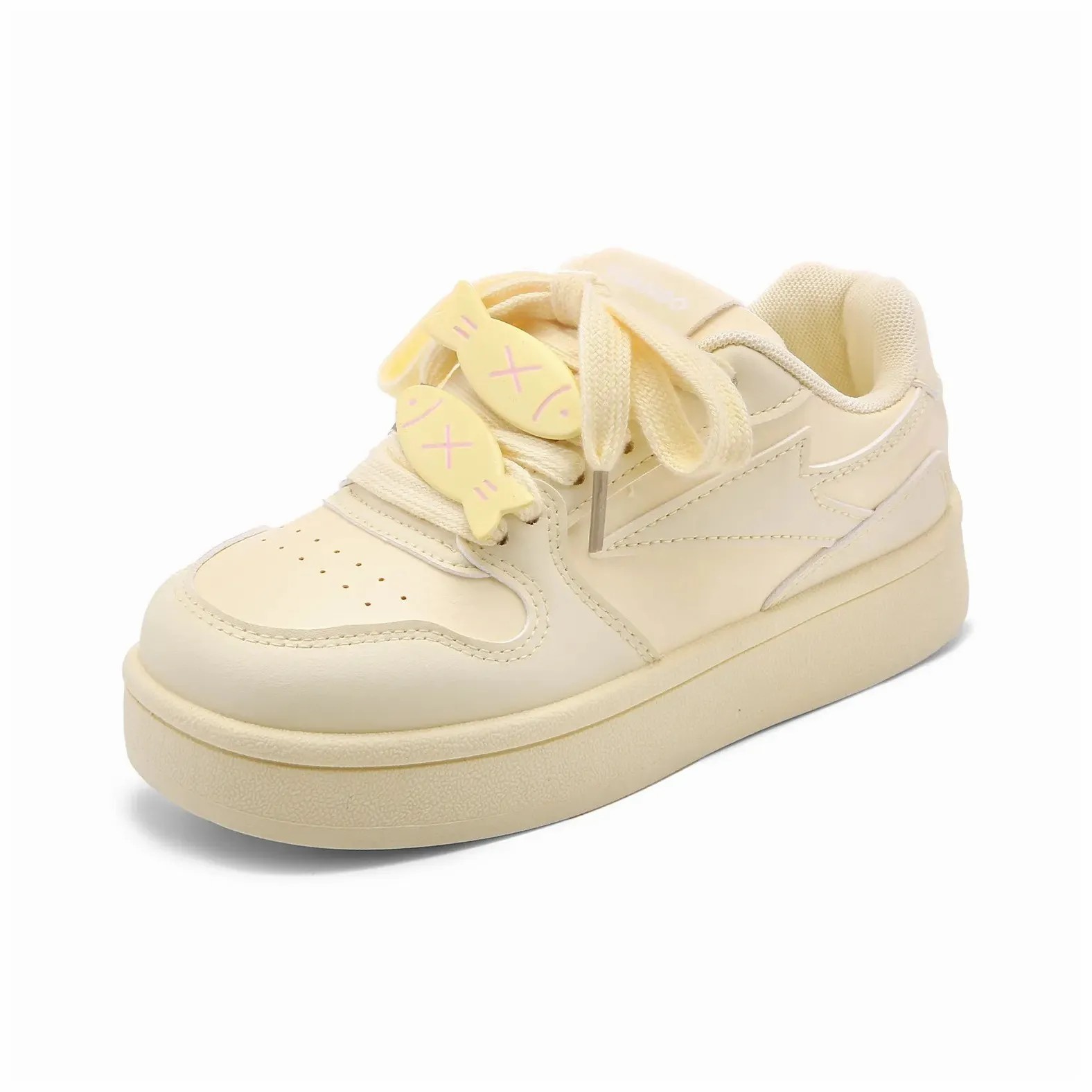 

JIAFEIMAOJIAZU Кроссовки для скейтбординга Low Top Unisex кремово-желтые Yellow Fish, цвет Cream Yellow (Yellow Fish)
