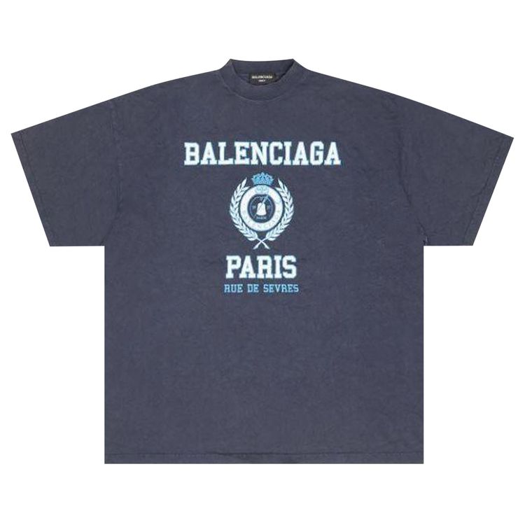 

Футболка Balenciaga College Crest Oversized T-Shirt Navy, синий