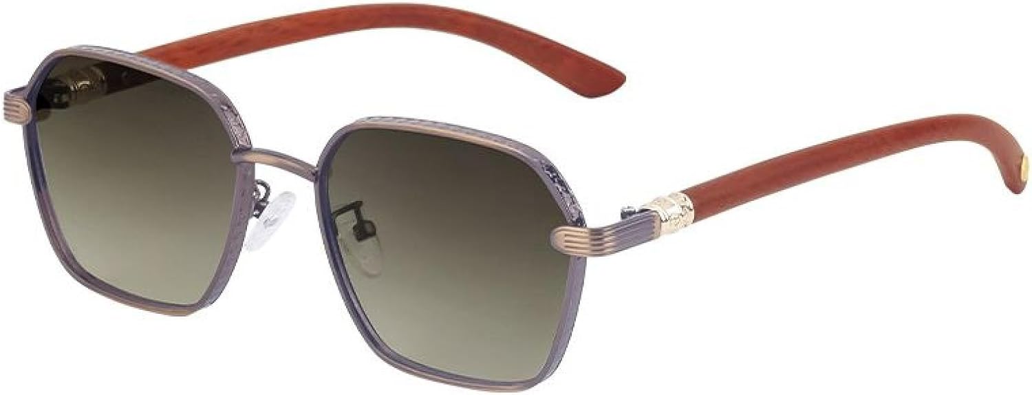 

Винтажные солнцезащитные очки для мужчин и женщин, роскошная классическая металлическая оправа, модная имитация древесной текстуры, защита от УФ-излучения UV400 TVTBBVV, C3browngray