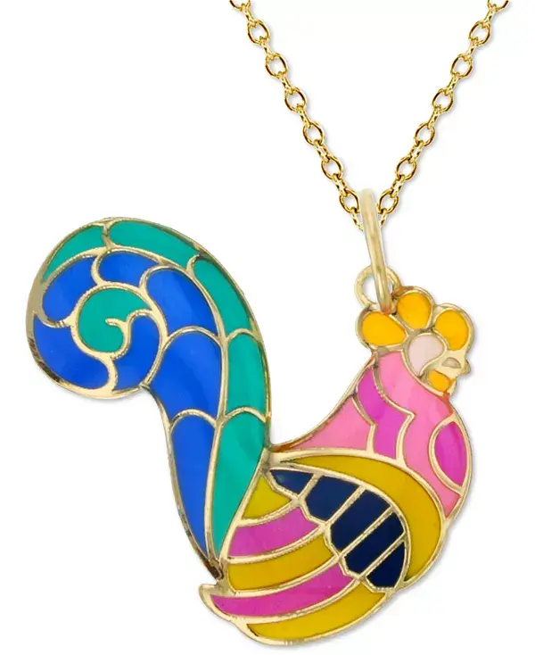 

Ожерелье с эмалированным петухом, 18 дюймов, из 14-каратного золота Macy'S, gold