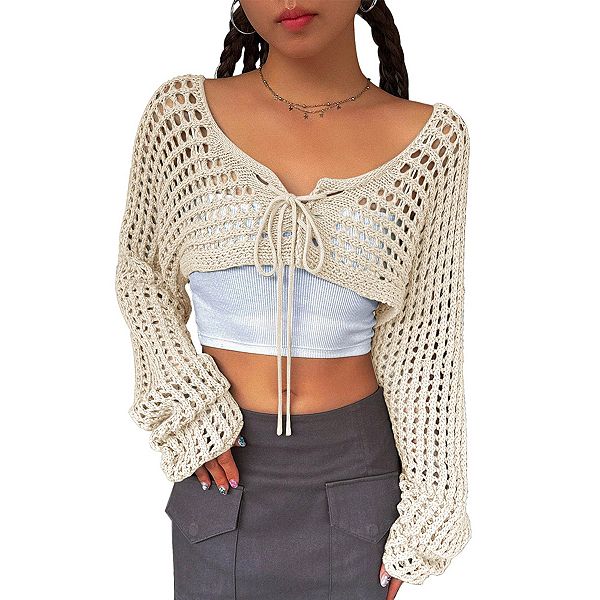 

Женский длинный кардиган с завязкой спереди Kojooin, Apricot