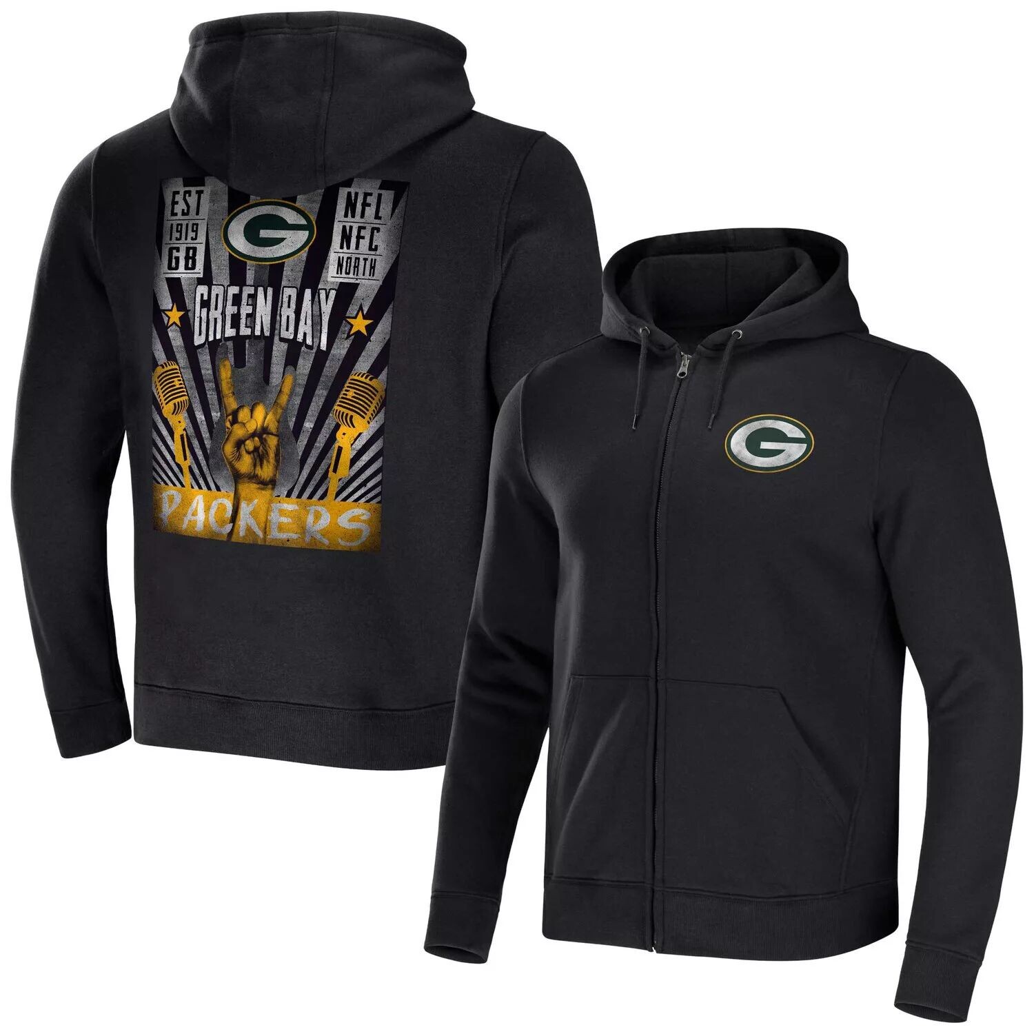 

Мужская коллекция NFL x Darius Rucker от Fanatics Black Green Bay Packers Rocker с капюшоном на молнии во всю длину