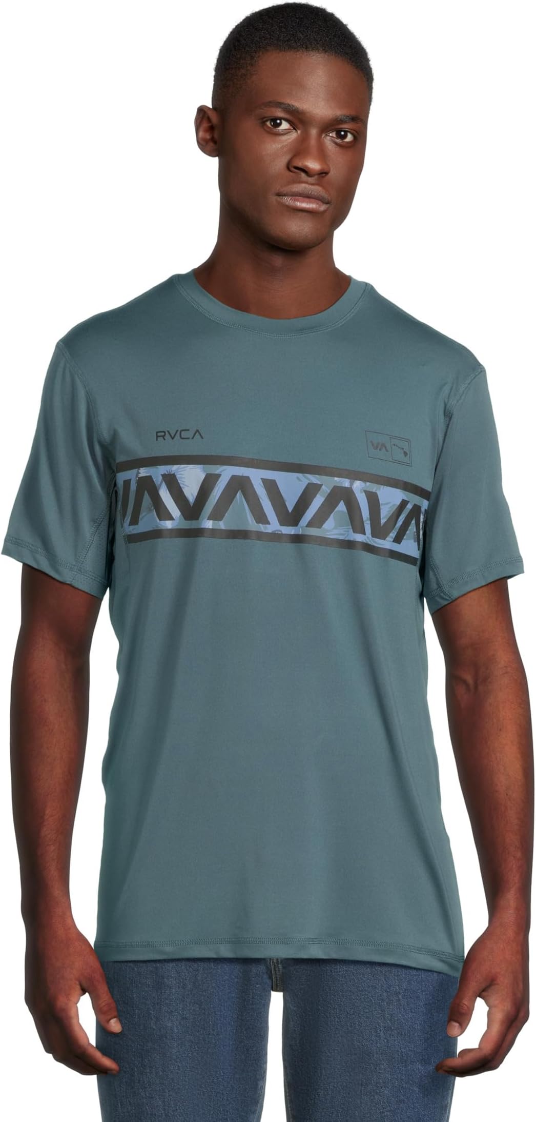 

Мужская спортивная рубашка Hawaii с коротким рукавом и вентиляцией RVCA, Duck Blue