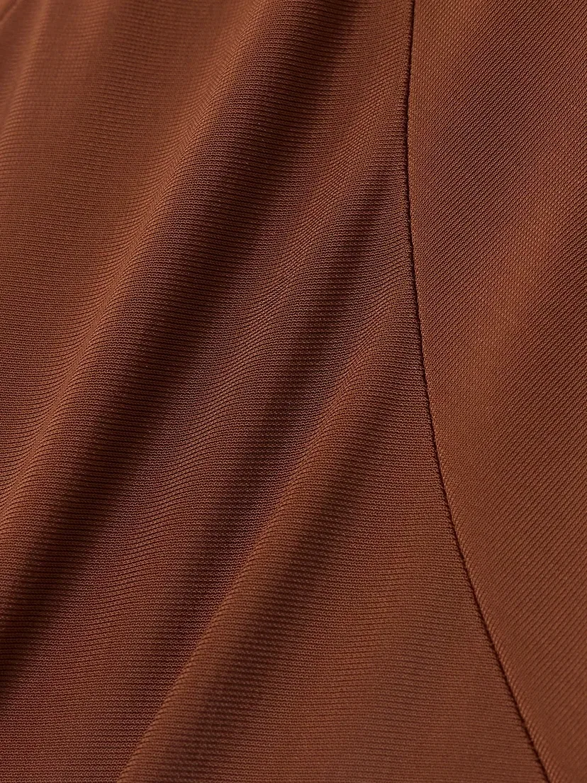 Макси-платье из эластичного джерси с одним плечом и сборками MAX MARA, коричневый — фото 4