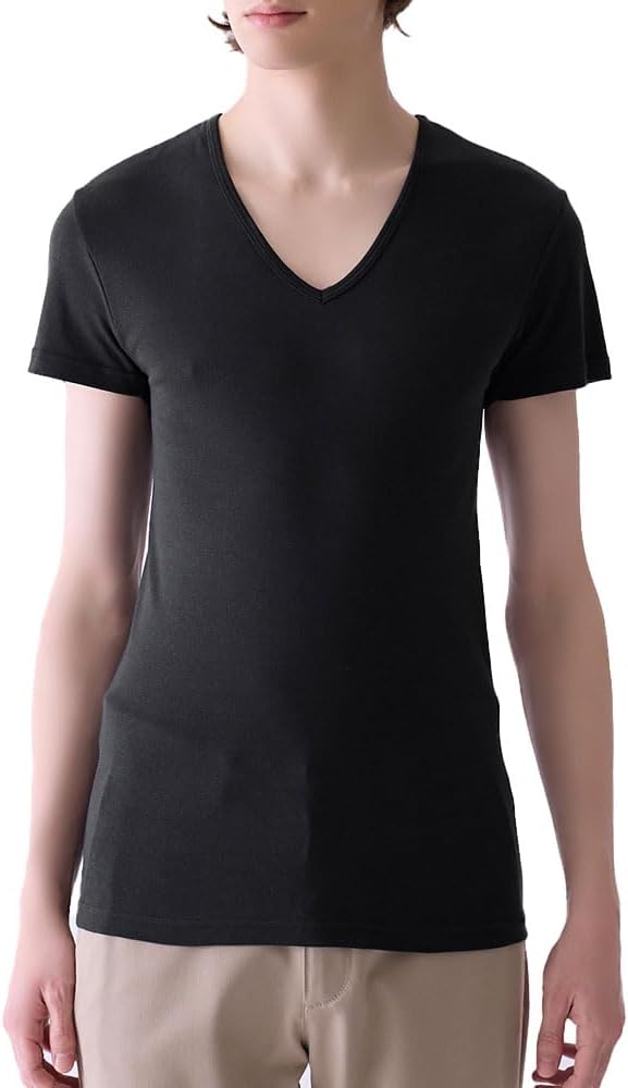 

Мужская футболка GUNZE YN0315 V-Netsuku с эффектом прохлады и длительным дезодорирующим действием, 100% хлопок, черный