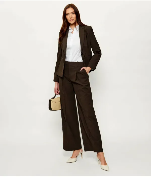 Шерстяные брюки Tiana4 regular fit Boss, коричневый — фото 2