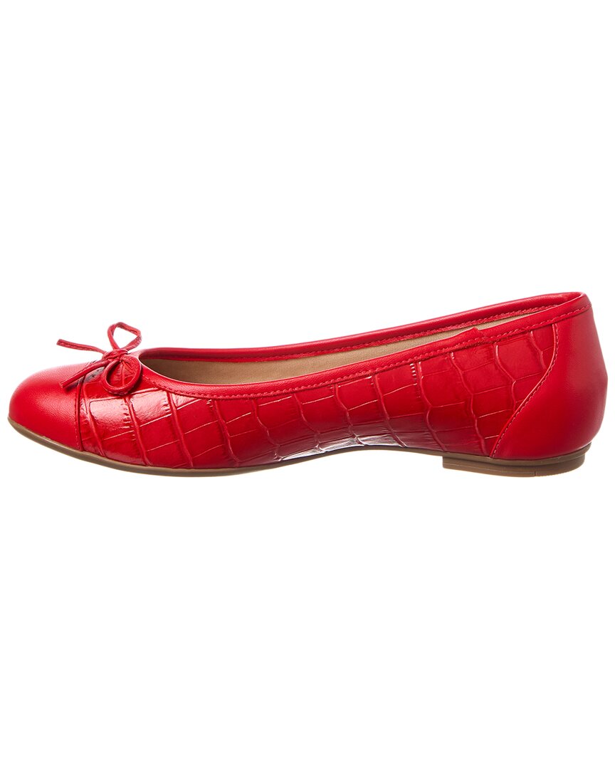 Французская подошва Cordelia Плоские туфли из кожи с тиснением под крокодила French Sole, красный — фото 2