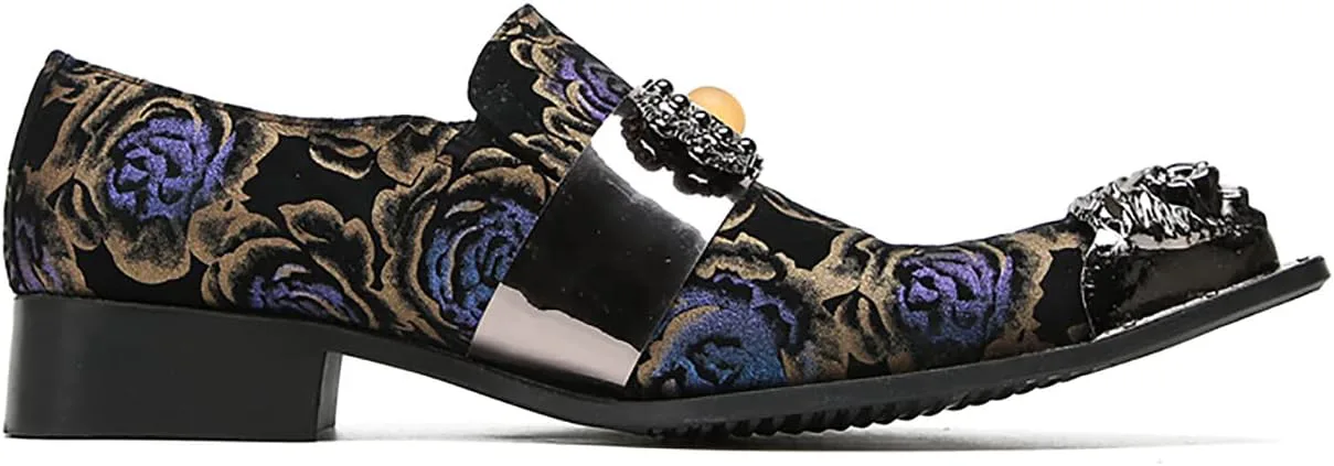 

Мужские лоферы Santimon, слипоны, для торжеств и повседневной носки, кожаные, с металлическим носком, желтыми камнями, модные с граффити и цветами, ручной работы, в западном стиле, черный