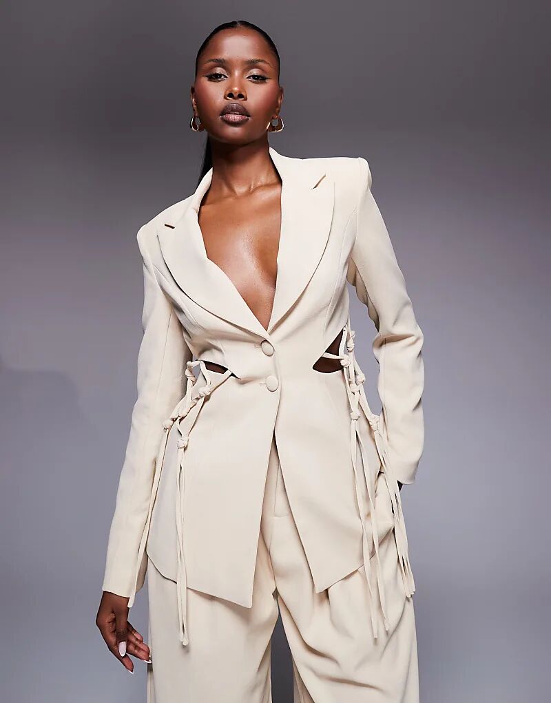 

Блейзер ASOS LUXE Co-ord в стиле макраме цвета «камень»