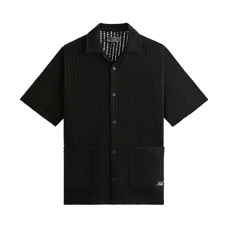 

Рубашка Kith Cotton Mesh Thompson Camp Collar Shirt, Black