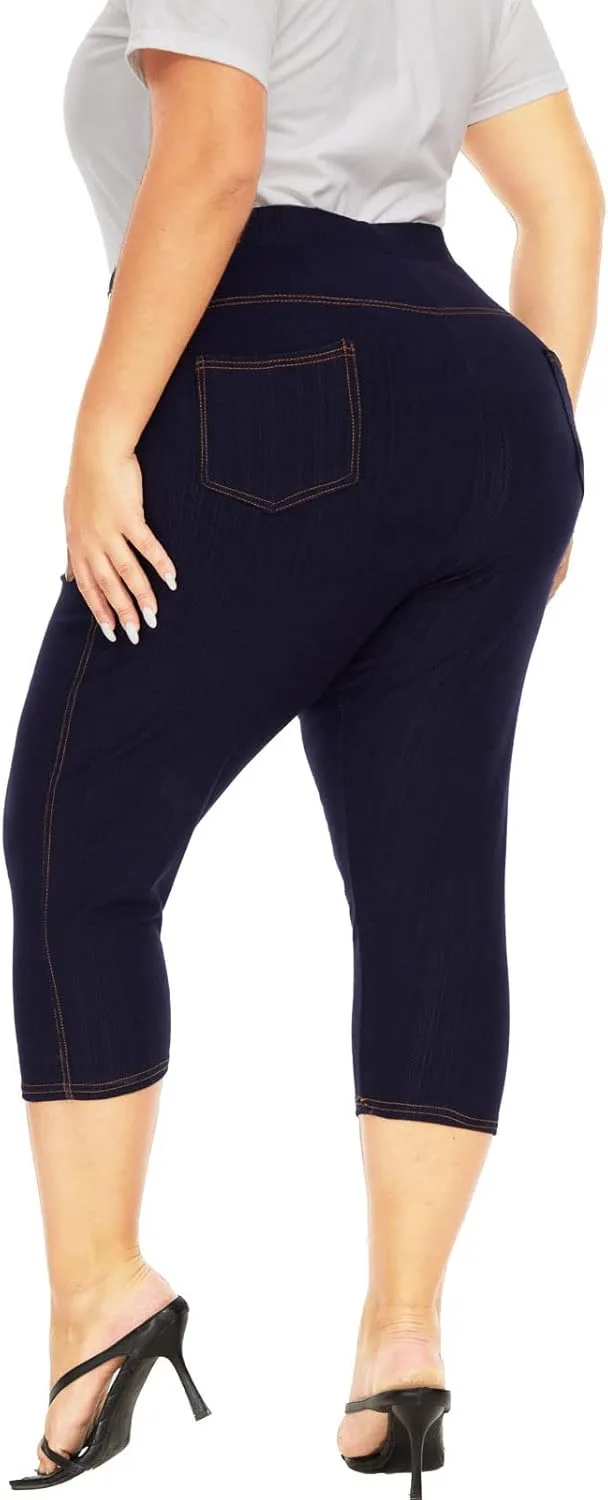

Джинсовые леггинсы для женщин Plus Size Capri, с карманами WIPLORE