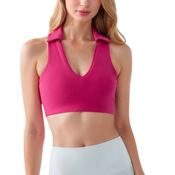 

Женский спортивный топ с воротником и V-образным вырезом Anna-Kaci, Fuchsia