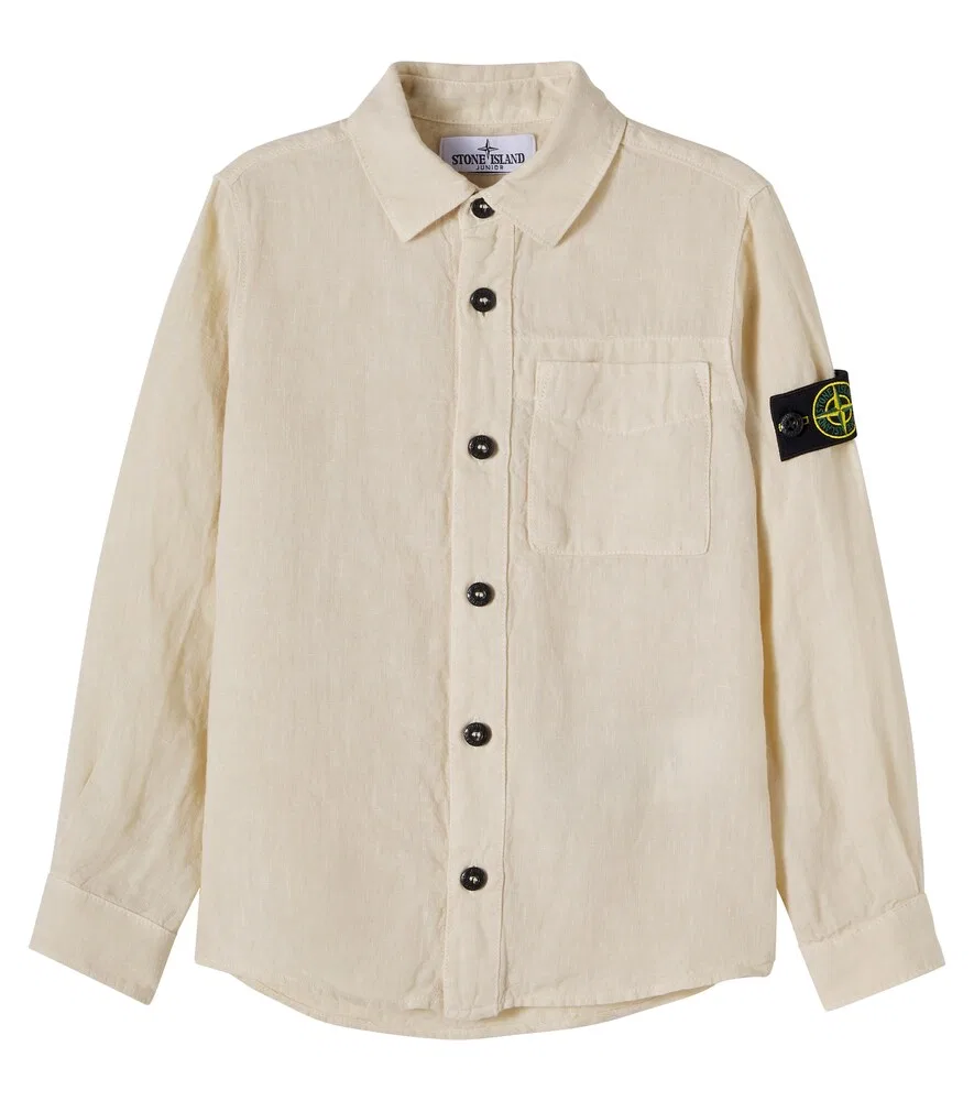 Льняная рубашка Compass Stone Island Junior, бежевый