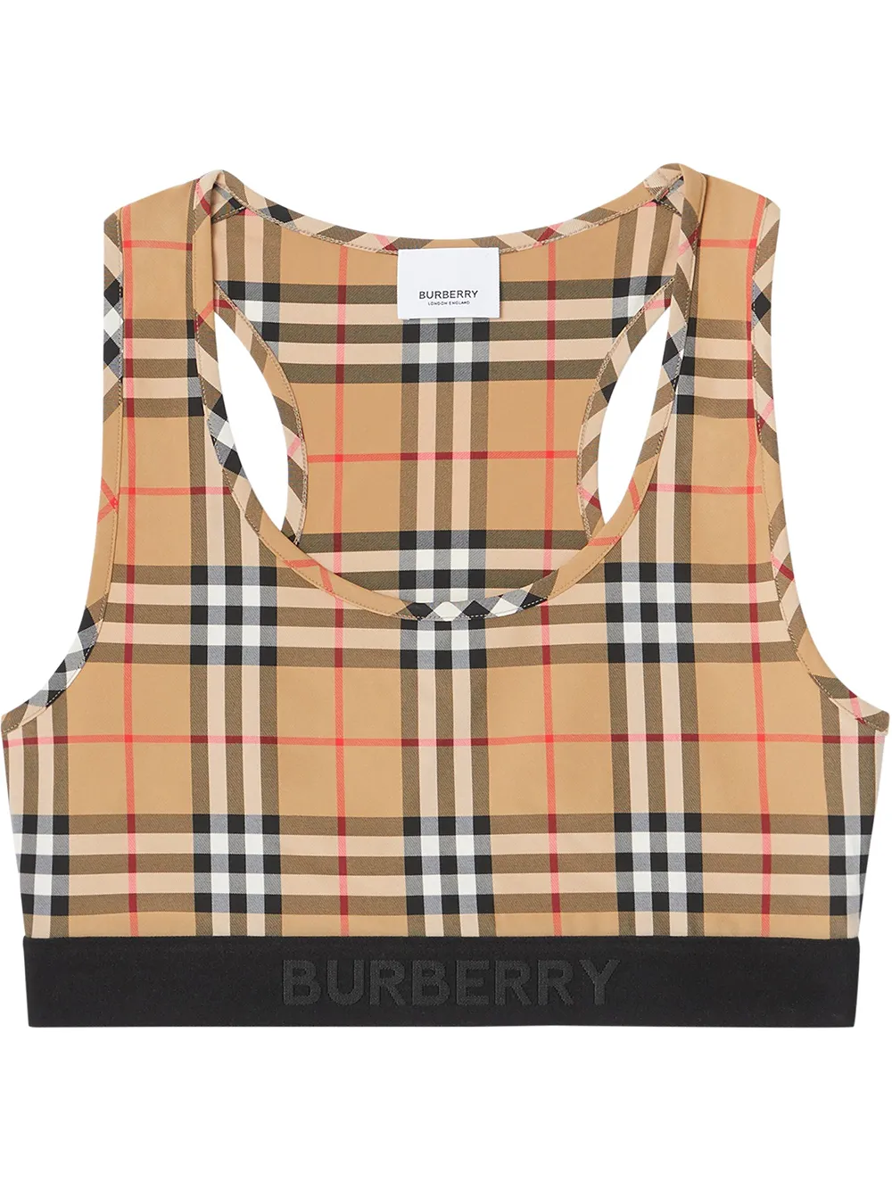 

Спортивный бюстгальтер в клетку Vintage Check BURBERRY, коричневый