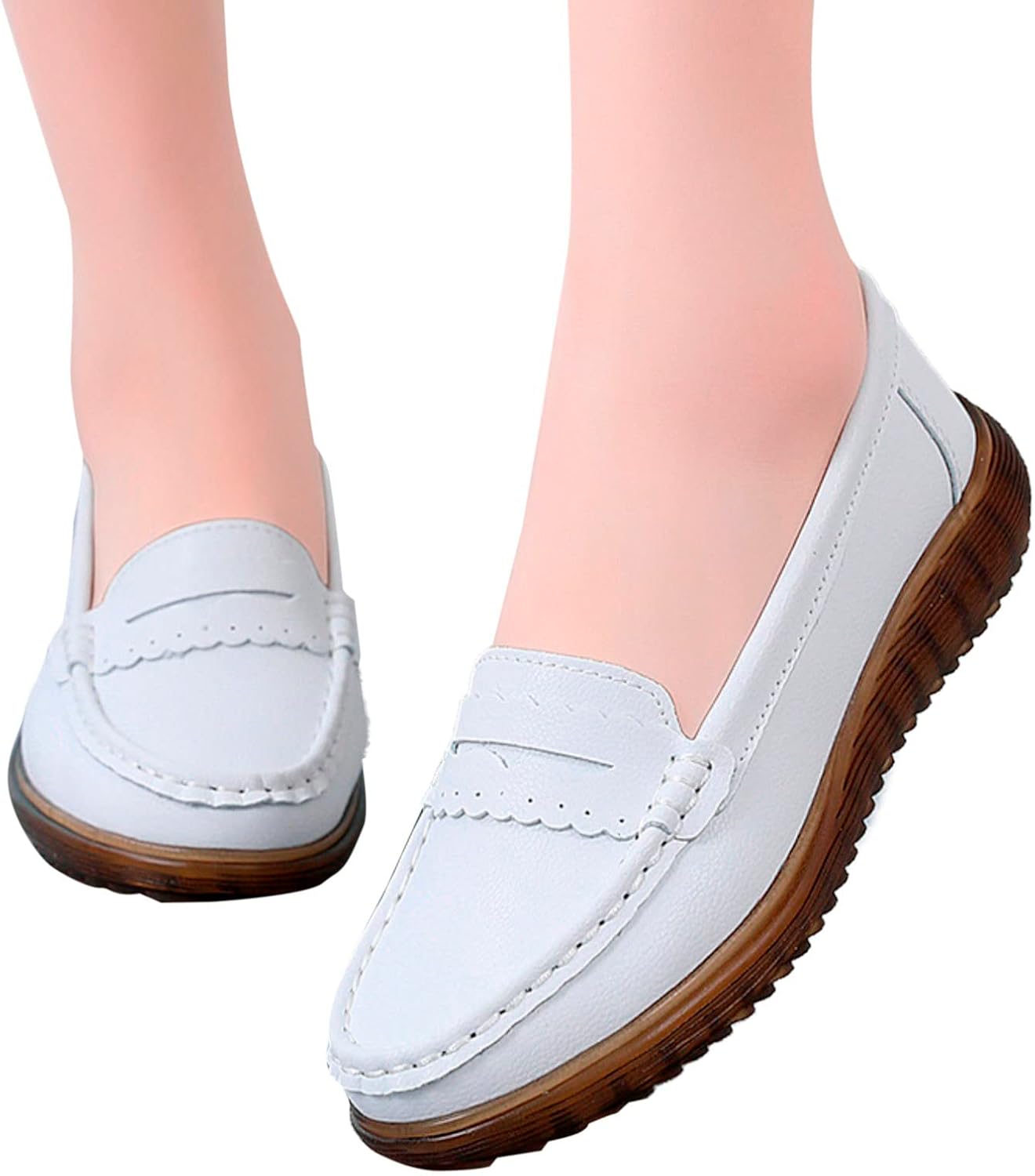 

Женские лоферы Hbeylia Retro Slip On, модные повседневные туфли с крупной пуговицей, дышащая ткань, нарядные туфли-оксфорды, удобные балетки для работы, для медсестры, белый