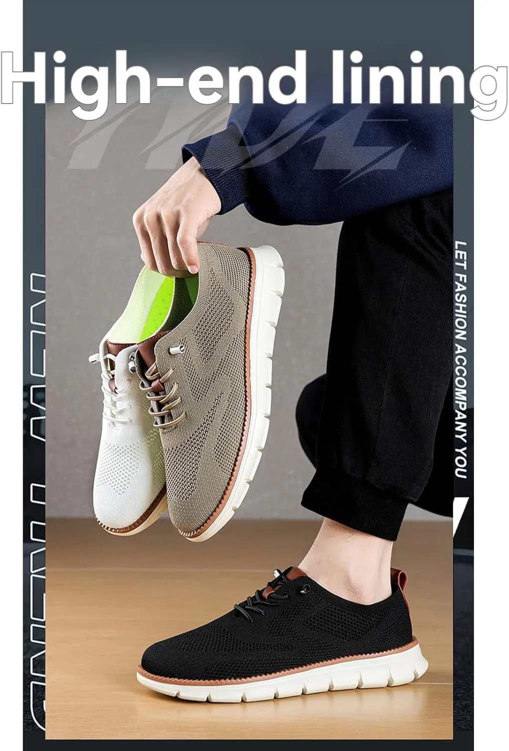 Мужские повседневные туфли Oxfords, деловые сетчатые туфли для ходьбы, модные удобные кроссовки для тенниса и прогулок, шнуровка, дышащие, легкие, с мягкой подошвой, для работы на улице, кроссовки Breeze XDFVC, белый — фото 4
