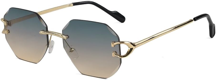 

Ретро-солнцезащитные очки без оправы для мужчин в стиле панк, с многоугольными градиентными линзами и металлическими дужками, для женщин, для путешествий, вечеринок и фестивалей, в качестве подарка WNCKSQ, C02 Blue Orange