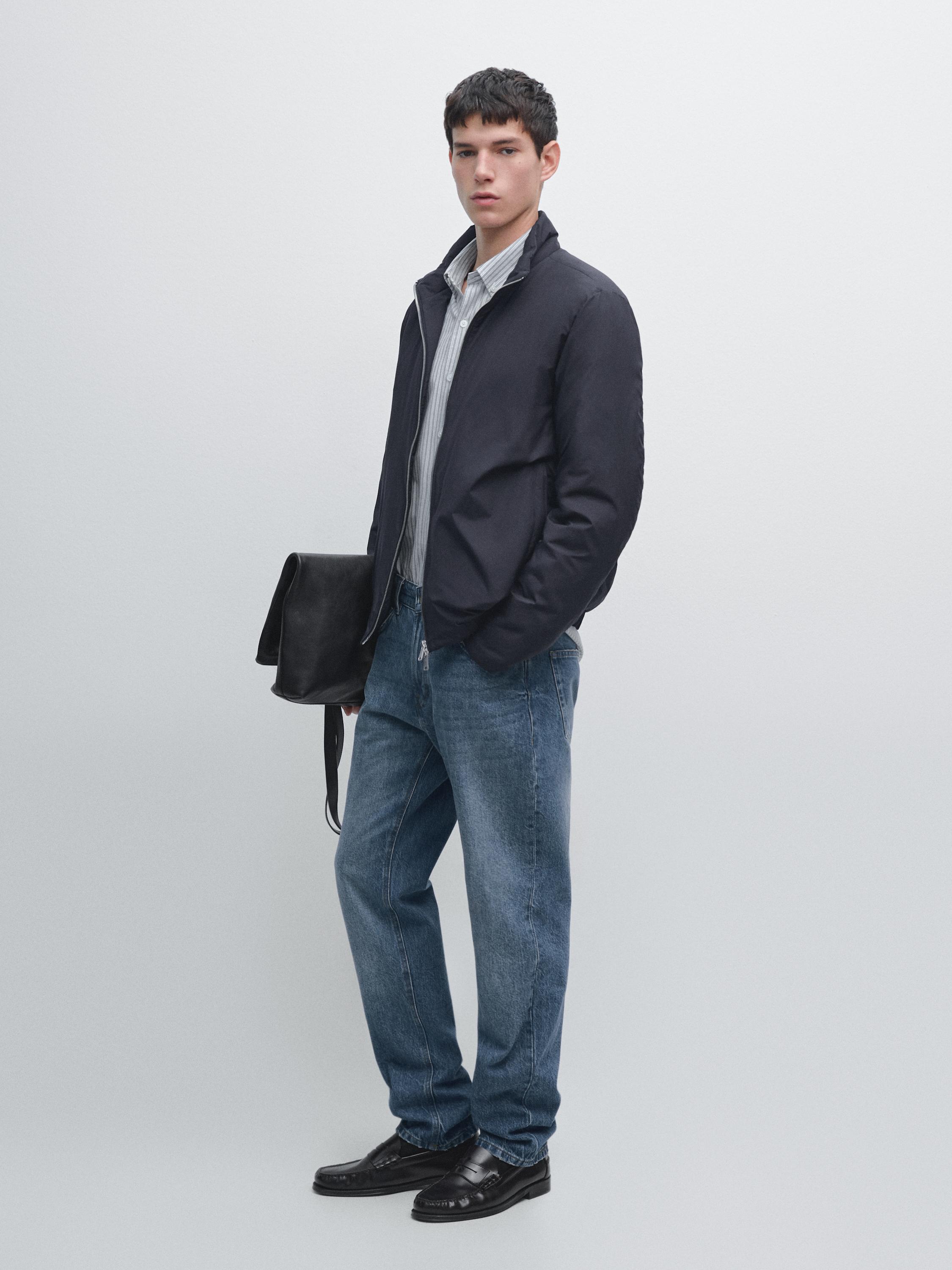 

Сверхлегкая водоотталкивающая стеганая куртка Massimo Dutti, navy blue