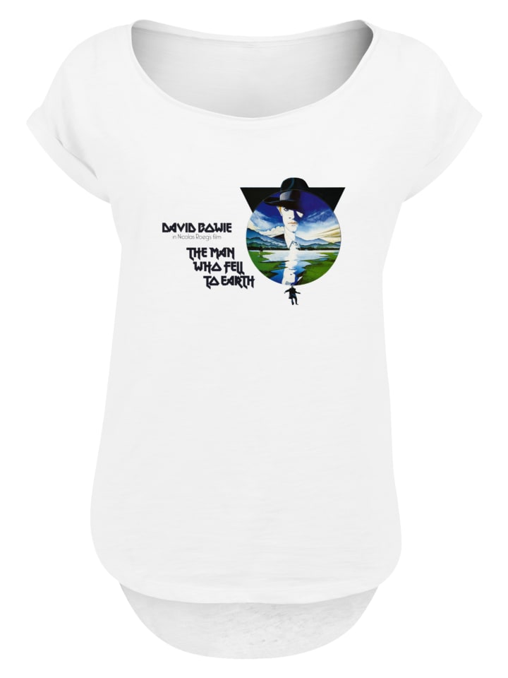 

Длинная футболка Человек, который упал на Землю Дэвида Боуи в белом цвете F4NT4STIC