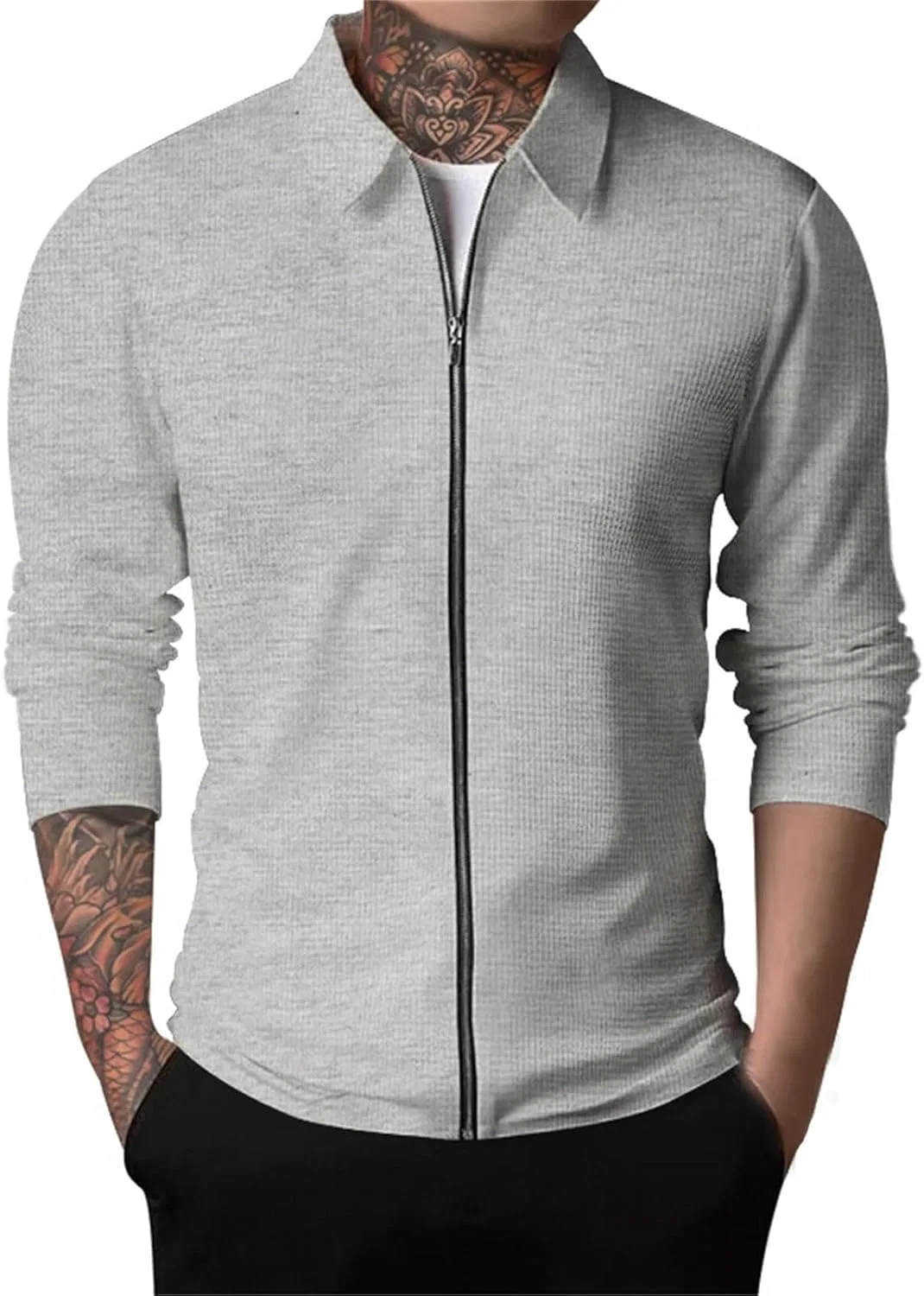 Мужская флисовая куртка на молнии, Light Gray 3