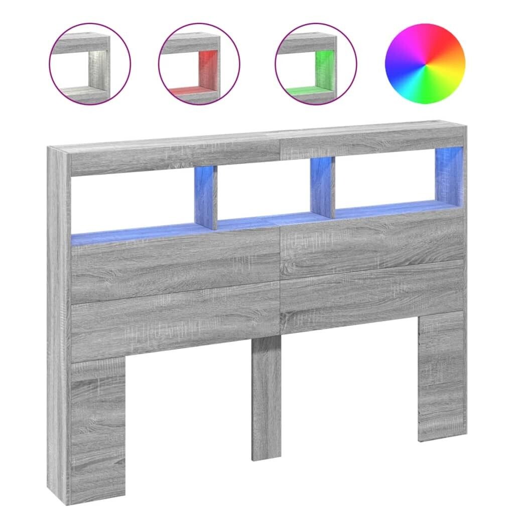 

VidaXL Изголовье LED с полкой Серый Sonoma 140x17x102 см