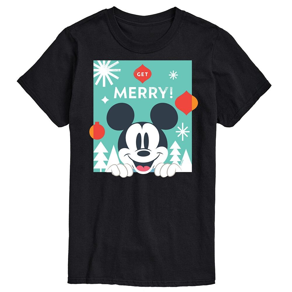 

Мужская футболка с рисунком Микки Мауса Disney's Get Merry, черный